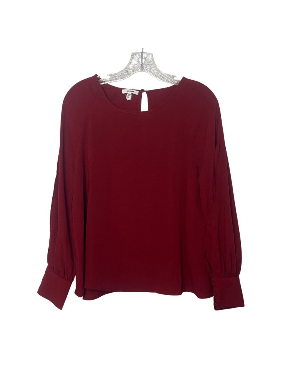 Maurices Long Sleeve Blouse Medium Red Button Wrist Key‎ Hole Neck New WOT